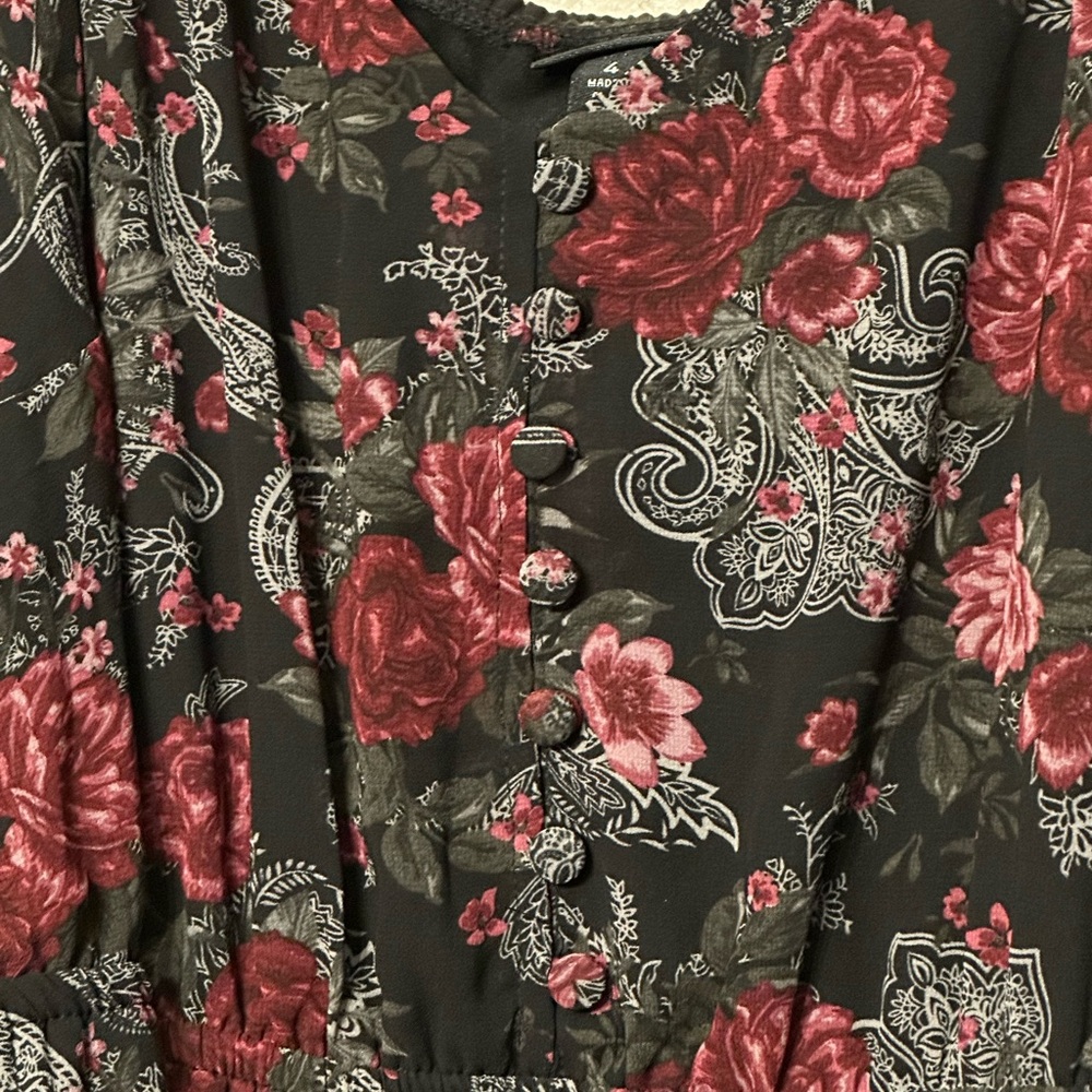 Torrid Floral Cold Shoulder Dress Black Paisley F… - image 5